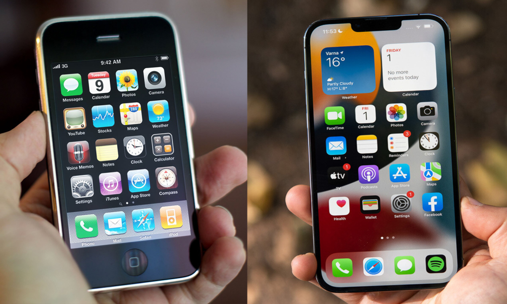 iPhone 3GS (trái) và iPhone 14 Pro Max.